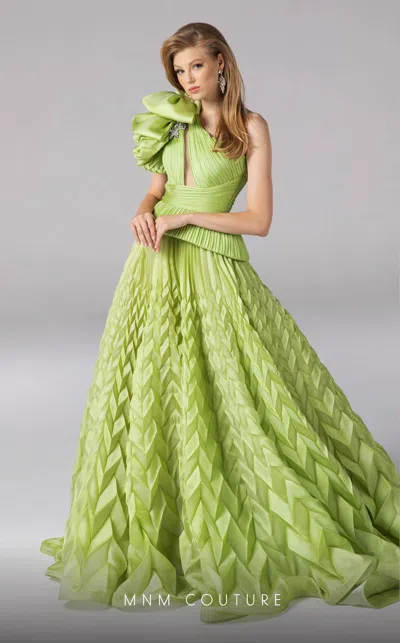 Mnm Couture 2799 Long Ball Gown Pleated Formal Evening Dress In Green