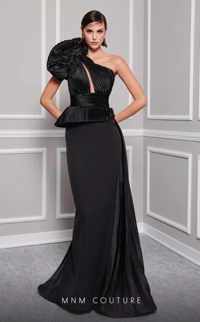 Mnm Couture 2799a Mermaid Long Formal Peplum Overskirt Prom Dress In Black