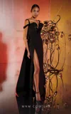 Mnm Couture E0032 Long A Line Slit Formal Dress In Black