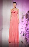 Mnm Couture E0045 Long Pleated A Line Lace Evening Formal Dress In Pink