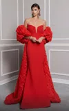 Mnm Couture F02821 Mermaid Long Formal Evening Detachable Cape Prom Dress In Red