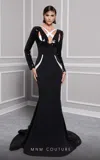 Mnm Couture F02834 Long Sleeve Formal Sequin Evening Dress In Black