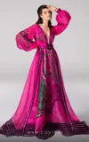 Mnm Couture F02839 Long Puff Sleeve Printed Formal Evening Dress In Pink