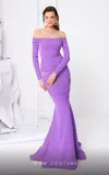 Mnm Couture F02848 Long Mermaid Beaded Formal Evening Dress In Purple