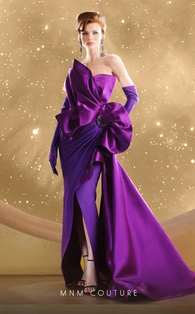 Mnm Couture F02854 Fitted Long Formal Prom Dress In Purple