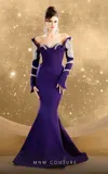 Mnm Couture F02858 Mermaid Long Formal Beaded Evening Dress In Purple