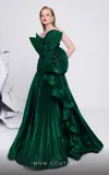 Mnm Couture F02867 A Line Pleated Formal Ruffle Evening Dress In Green