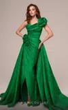 Mnm Couture F02877 Long Formal Rosette Overskirt Evening Dress In Green