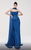 Mnm Couture F02894 Pleated Long Formal Fitted Evening Porm Dress In Multi