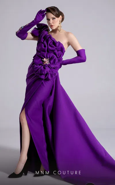 Mnm Couture F02904 Beaded Formal Long Evening Dress In Purple