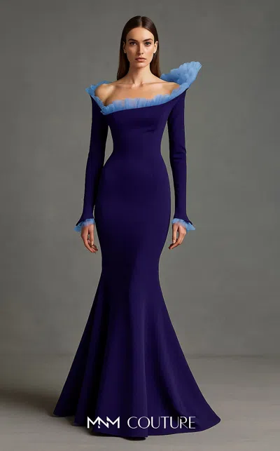 Mnm Couture F02905 Mermaid Formal Long Evening Dress In Blue