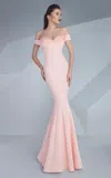 Mnm Couture G0592 Fitted Long Evening Gown Mermaid Formal Prom Dress In Pink