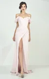 Mnm Couture G0665 Fitted Long Formal Ruffled Evening Prom Dress In Pink