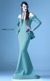 Mnm Couture G0936 Long Beaded Mermaid Layered Ruffle Formal Dress In Green