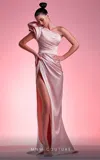 Mnm Couture G1217 Pleated Long Formal Mermaid Prom Dress In Pink