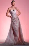 Mnm Couture G1240 Long A Line Formal Fringed Overskirt Prom Dress In Neutral