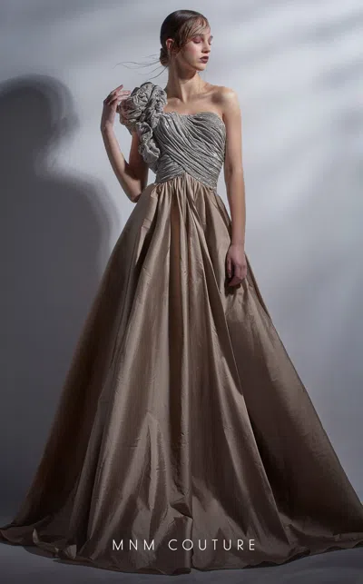 Mnm Couture G1260 Formal Long Metallic Ball Gown Prom Dress In Multi