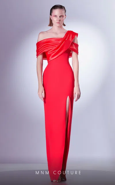 Mnm Couture G1346 Long Fitted Slit Formal Dress In Red