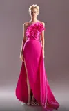 Mnm Couture G1500 Fitted Long Slit Formal Evening Dress In Pink