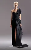 Mnm Couture G1507 Long Formal Slit  Evening Dress In Black