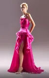 Mnm Couture G1514 High Low A Line Formal Ruffle Evening Dress In Pink