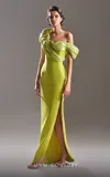 Mnm Couture G1518 Fitted Ruched Long Slit Formal Dress In Multi