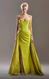 Mnm Couture G1534 Overskirt Long Formal Fitted Evening Dress In Green