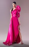 Mnm Couture G1601 Long Slit A Line Overskirt Formal Evening Dress In Pink