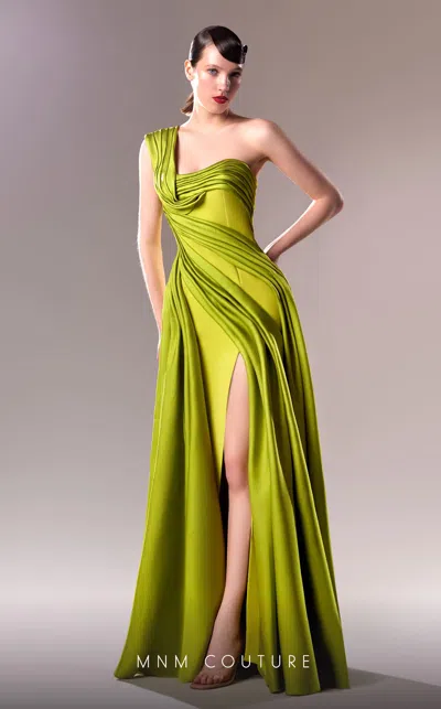 Mnm Couture G1606 Long Formal Mermaid Evening Slit Dress In Green