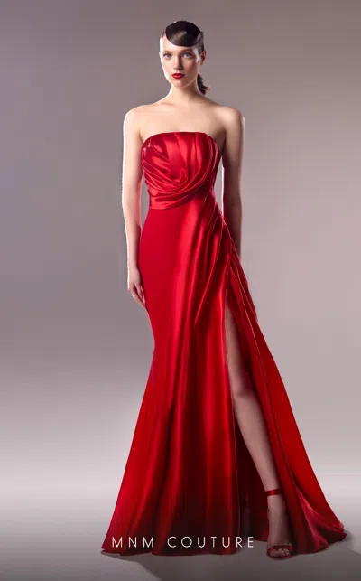 Mnm Couture G1610 Fitted Slit Long Mermaid Formal Prom Dres In Red