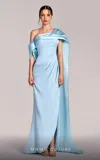 Mnm Couture G1804 Pleated Long Formal Slit Evening Dress In Blue