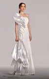 Mnm Couture G1824 Mermaid Long Beaded Formal Metallic Prom Dress In White