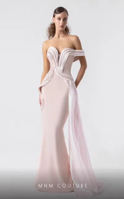Mnm Couture G1900 Fitted Formal Long Prom Evening Dress In Pink