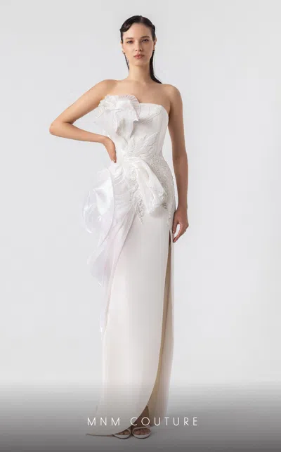 Mnm Couture G1903 Long Formal Slit Evening Dress In White
