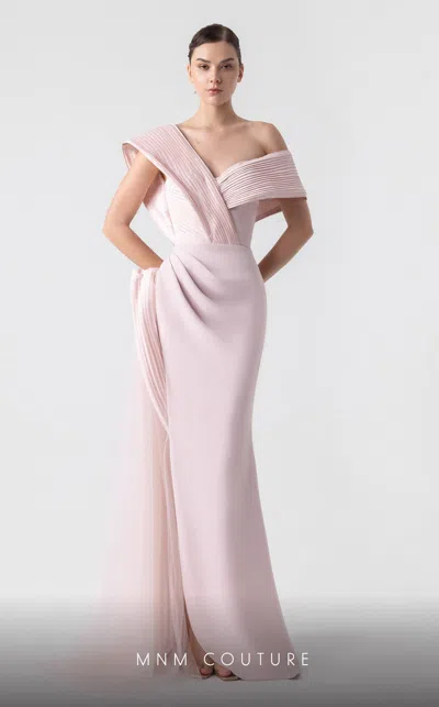 Mnm Couture G1929 Long Formal Fitted Pleated Prom Dress In Pink
