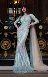 Mnm Couture K4008 Long Fitted Evening Gown Beaded Formal Dress In Gray