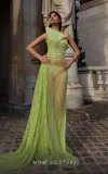 Mnm Couture K4014 Fitted Long Beaded Evening Formal Prom Dress In Green