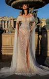 Mnm Couture K4034 Fitted Long Beaded Slit Formal Evening Dress In White
