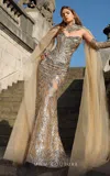 Mnm Couture K4051 Long Sequin Fitted Formal Mermaid Dress In Metallic