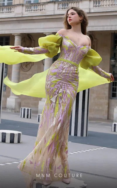 Mnm Couture K4076 Long Sequin Glitter Printed Formal Evening Dress In Multi