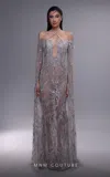 Mnm Couture K4090 Long Formal Beaded Evening Dress In Silver