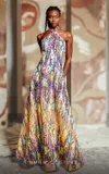 Mnm Couture K4166 Long Formal Beaded Lace Applique Sequin Prom Dress In Multi