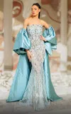 Mnm Couture K4174a Beaded Sequin Long Formal Detachable Cape Prom Dress In Gray