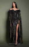 Mnm Couture K4191 Long Formal Beaded Applique Evening Dress In Black