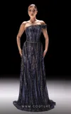Mnm Couture K4240 Long Formal Beaded Sequin Prom Dress In Blue