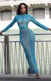 Mnm Couture M1125 Fitted Long Formal Evening Dress In Blue