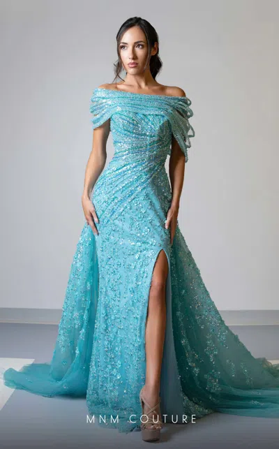 Mnm Couture M1150 Long Slit Formal Evening Mermaid Dress In Multi