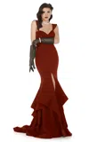 Mnm Couture N0020 Long Evening Gown Ruffle Formal Prom Dress In Red