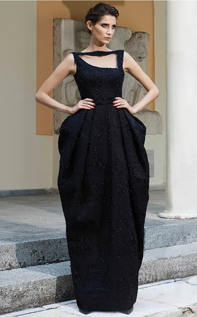 Mnm Couture N0120 Long Lace Formal Evening Dress In Black