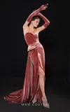 Mnm Couture N0515 Long Formal Fitted Velvet Evening Dress In Animal Print